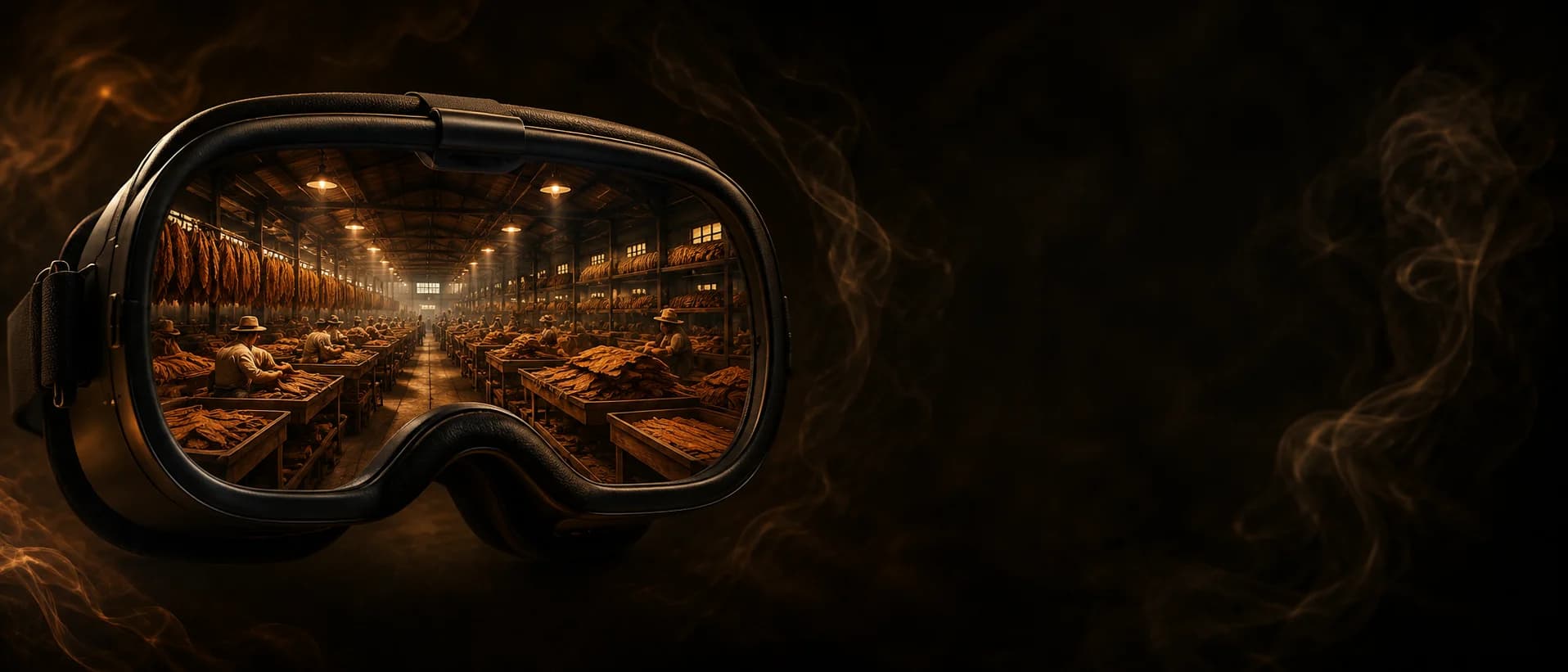Factory tour preview with golden industrial lighting